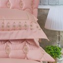 Ver imagem 2 de Jogo Cama Lençol Garland Queen Bordado 100% Algodão Acetinado 400 Fios 4 Peças - Rosê e Fendi