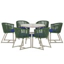 Ver imagem 1 de Mesa com 6 Cadeiras de Jantar Roma 120cm e Noronha em Alumínio Fendi Corda Náutica Estofado 10 Trama