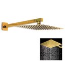 Ver imagem 1 de Ducha Chuveiro 20x20 Suporte Quadrado Dourado Slim Parede Banheiro Piscina Banho Area Externa