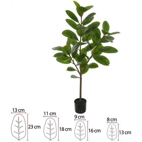 Planta Artificial Arvore Ficus Elastica Real Toque C/pote X46 Verde 1,3cm