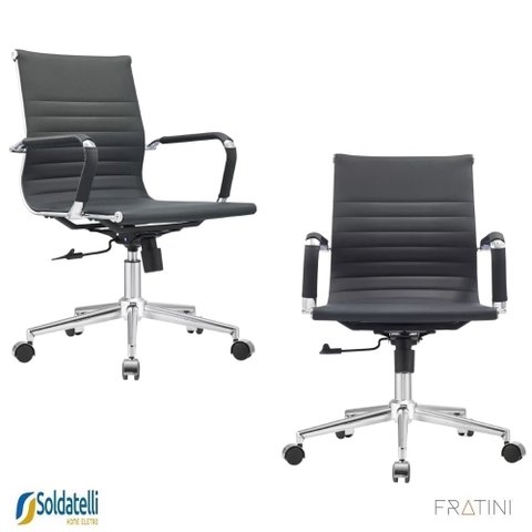 Kit 2 Cadeiras Office Giratória Manhattan Diretor Pu Várias Cores Braços Fixos - Fratini