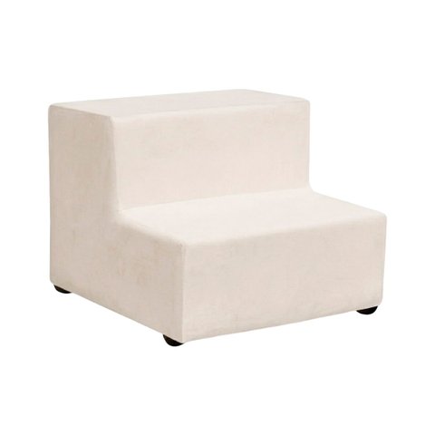 Escada Maca Estética com 2 Degraus Estofada em Suede:Branco