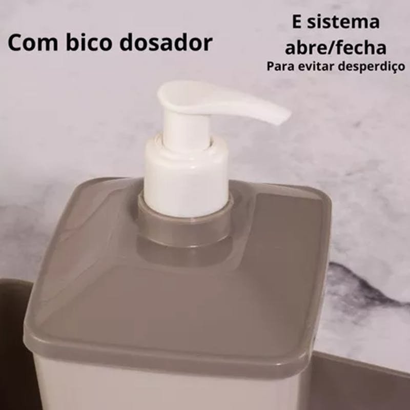 Conjunto Dispenser Porta Detergente Esponja e Porta Sabão - 4