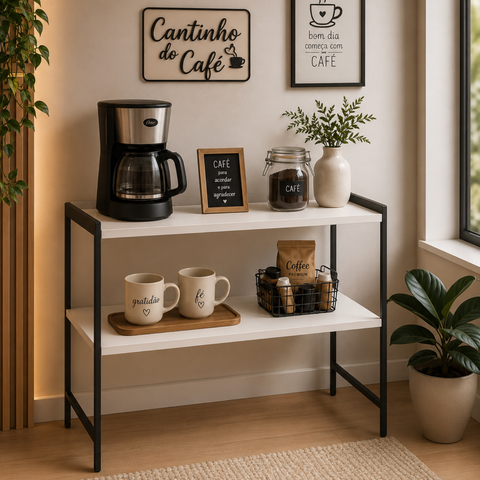 Cantinho do Café com 2 Prateleiras Londres - Branco