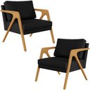 Ver imagem 1 de Kit 02 Poltrona Decorativa Para Sala Pietra Estrutura De Madeira L02 Corano Preto - Lyam Decor