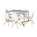 Ver imagem 2 de Mesa Jantar Industrial Retangular 137x90cm Branca Base V com 6 Cadeiras Eames Eiffel Brancas Base Do