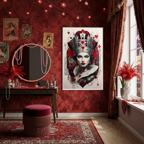 Quadro Decor Arte Rainha de Copas 70x50cm Mold Branca