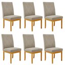 Ver imagem 1 de Kit 6 Cadeiras de Sala de Jantar Estofadas Gomes Madeira Maciça Suede Bege G78 - Gran Belo Cadeira d