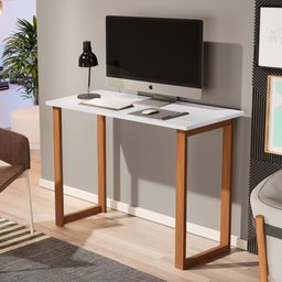 Mesa Escrivaninha para Estudo Pés em Madeira Bahamas 76 Branco - 1