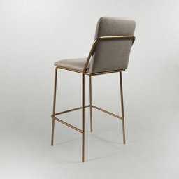 Banqueta Alta Moderna Estilo Industrial na Cor Preta com Tecido Linho Bege - 13