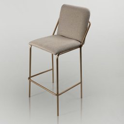 Banqueta Alta Moderna Estilo Industrial na Cor Preta com Tecido Linho Bege - 5