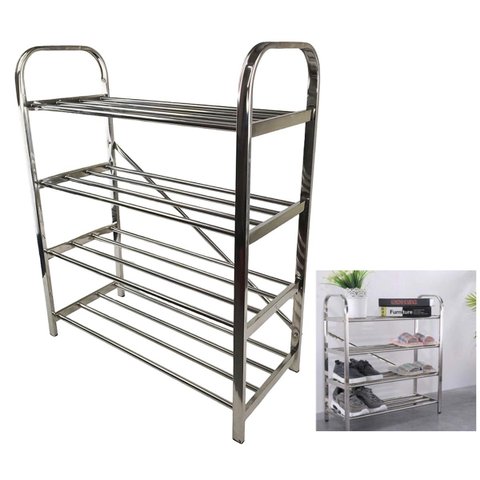 Sapateira Prateleira Inox 4 Andares 12 Pares Organizador Calçado Sapato Tenis Corredor Hall de Entra