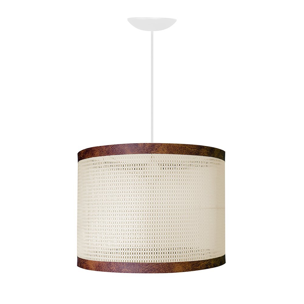 Luminária Pendente Sala de Estar Ravena Palha Indiana Sintética Fio Branco 150cm D40 - 2