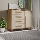 Ver imagem 3 de Cômoda com Sapateira 120cm 4 Gavetas Quarto Grécia RV Móveis Cinamomo/Off White