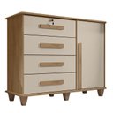 Ver imagem 1 de Cômoda com Sapateira 120cm 4 Gavetas Quarto Grécia RV Móveis Cinamomo/Off White