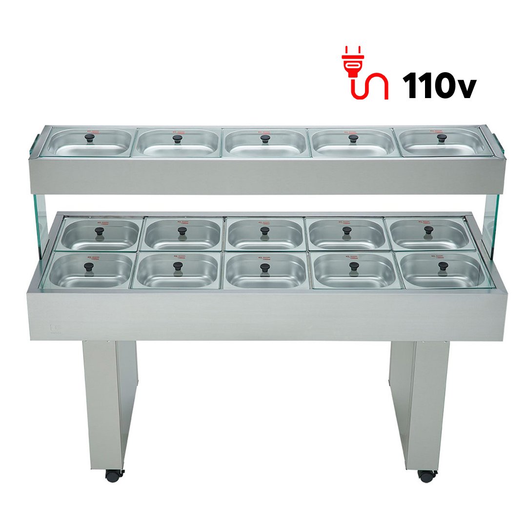 Buffet Self Service Bm Duplo 15 Cubas 10 Quentes e 5 Frias - Edanca 110 V - 2