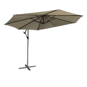 Ombrelone Lateral Tahiti Bahamas Fratini 300cm (larg) Base Cruz Alumínio Marrom Taupe Capa Polié