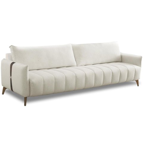 Sofá 3 Lugares para Sala de Estar Living 200cm Sonata T03 Linho Cru - Lyam Decor