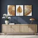 Ver imagem 4 de Kit 3 Quadros Folhagem Palha Nude com Moldura:preta