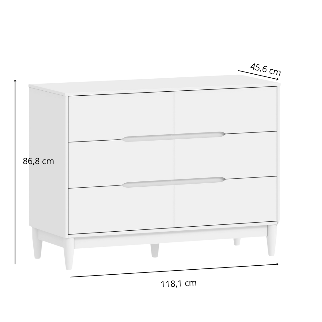 Berço e Cômoda para Quarto de Bebê Branco Linha Tomi Marca Quater - 4