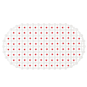 Tapete para Box Cristal Oval Antiderrapante - Transparente Vermelho