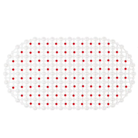 Tapete para Box Cristal Oval Antiderrapante - Transparente Vermelho