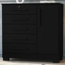 Ver imagem 2 de Comoda 5 Gavetas 1 Porta 99 cm Vitoria Preto Rudk