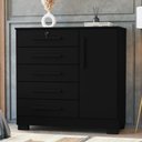 Ver imagem 6 de Comoda 5 Gavetas 1 Porta 99 cm Vitoria Preto Rudk