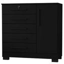 Ver imagem 1 de Comoda 5 Gavetas 1 Porta 99 cm Vitoria Preto Rudk