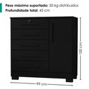 Ver imagem 3 de Comoda 5 Gavetas 1 Porta 99 cm Vitoria Preto Rudk