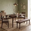Ver mais imagens de Mesa de Jantar Lazuli F06 6 Lugares Retangular MDF 160cm Café com Bancos e Cadeiras Lyam Decor