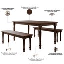 Ver imagem 2 de Mesa de Jantar Lazuli F06 6 Lugares Retangular MDF 160cm Café com Bancos e Cadeiras Lyam Decor