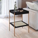Ver imagem 3 de Conjunto Mesa de Centro e Mesa Lateral para Sala Industrial Indy A03 Nero Dourado - Lyam Decor