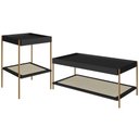Ver imagem 1 de Conjunto Mesa de Centro e Mesa Lateral para Sala Industrial Indy A03 Nero Dourado - Lyam Decor