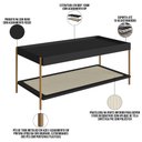 Ver imagem 6 de Conjunto Mesa de Centro e Mesa Lateral para Sala Industrial Indy A03 Nero Dourado - Lyam Decor