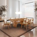 Ver imagem 1 de Conjunto de Mesa Jantar Raiz Tampo 180cm Barril Laminado e 6 Cadeiras Eloá Premium Natural Âmbar/Imbuia Natural/Cinamomo Marrom