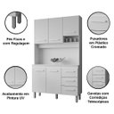 Ver imagem 3 de Kit de Cozinha 5 Portas 3 Gavetas com Nicho Vitorina Savana/Off White