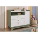 Ver imagem 1 de Cômoda Solteiro T402 1 Porta e 3 Gavetas Branco/Verde Kappesberg