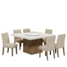 Conjunto De Mesa Com Tampo Giratório Amesterdã 1,36m 6 Cadeiras Creta Cedro/Off White/Areia Dobuê - 1