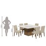 Conjunto De Mesa Com Tampo Giratório Amesterdã 1,36m 6 Cadeiras Creta Cedro/Off White/Areia Dobuê - 6