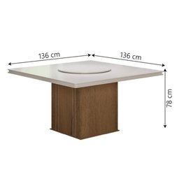 Conjunto De Mesa Com Tampo Giratório Amesterdã 1,36m 6 Cadeiras Creta Cedro/Off White/Areia Dobuê - 3
