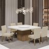 Conjunto De Mesa Com Tampo Giratório Amesterdã 1,36m 6 Cadeiras Creta Cedro/Off White/Areia Dobuê - 2