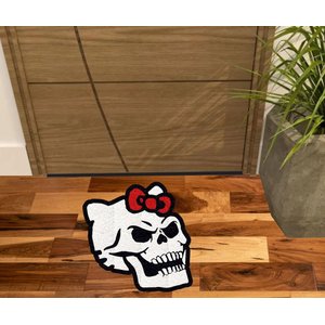 TAPETE CAVEIRA LAÇO, DECORATIVO PARA QUARTO SALA BANHEIRO, VARANDA.