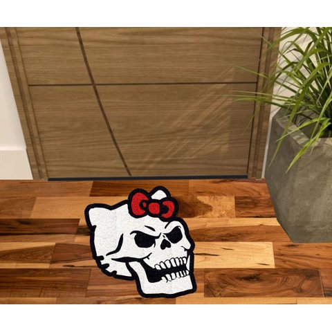 TAPETE CAVEIRA LAÇO, DECORATIVO PARA QUARTO SALA BANHEIRO, VARANDA.