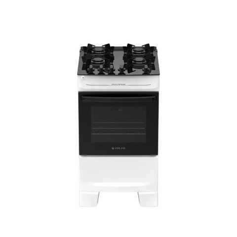 Fogão 4 Bocas Atlas Mônaco Top Glass Automático Mesa de Vidro Branco