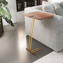Ver imagem 1 de Mesa L50 Lateral Aproximação Sofá Madeira Base Dourada