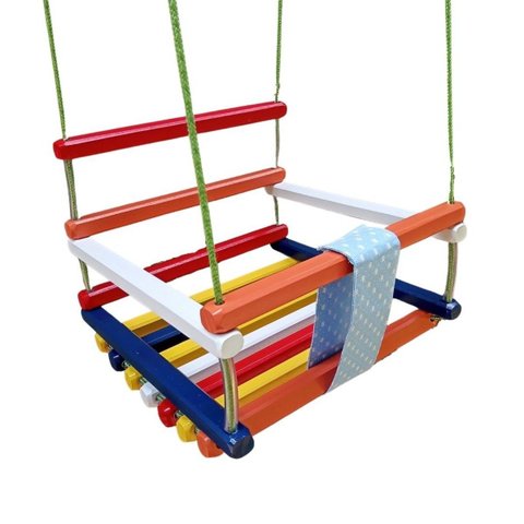Balanço Gangorra Infantil Madeira 35x35 Colorido até 80kg