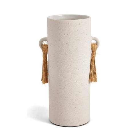 Vaso Decorativo em Cerâmica com Detalhe em Corda Branco 26,5cm 17380 Mart