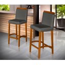 Ver imagem 1 de Banqueta Dubai Alta Bar Luxo Pés em Madeira Maciça Área Gourmet Balcão Sacada Hall Cor Cinza