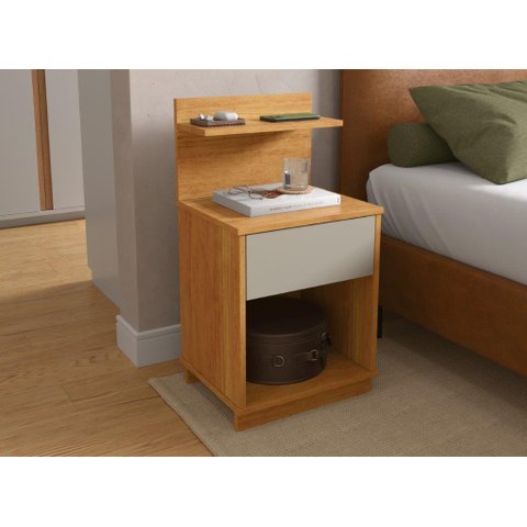 Mesa de Cabeceira Ma Cor Cinamomo / Off White